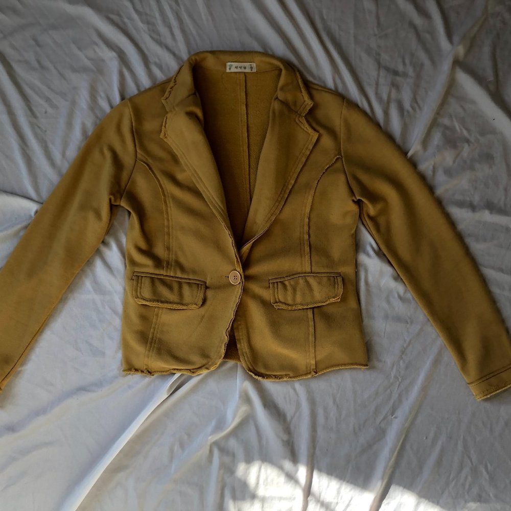 Ochre yellow cotton casual blazer made in Japan